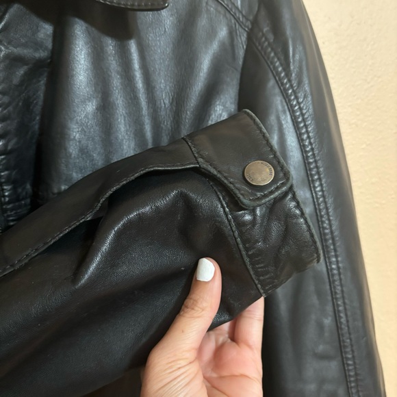 Boss by Hugo Boss Alekson Black Goatskin Leather Zip-Up Jacket 46R Moto Biker XL - Picture 6 of 7